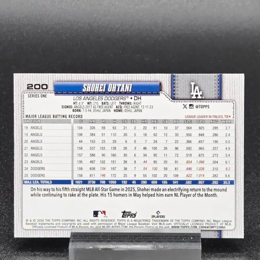 Shohei Ohtani Topps International Score Gallery Los Angeles Dodgers Superstar